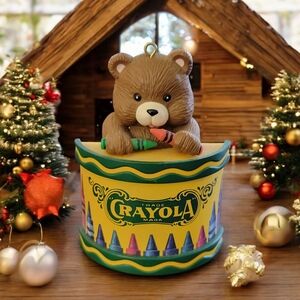 Crayola Brown Bear with Colorful Crayon Ornament 1992